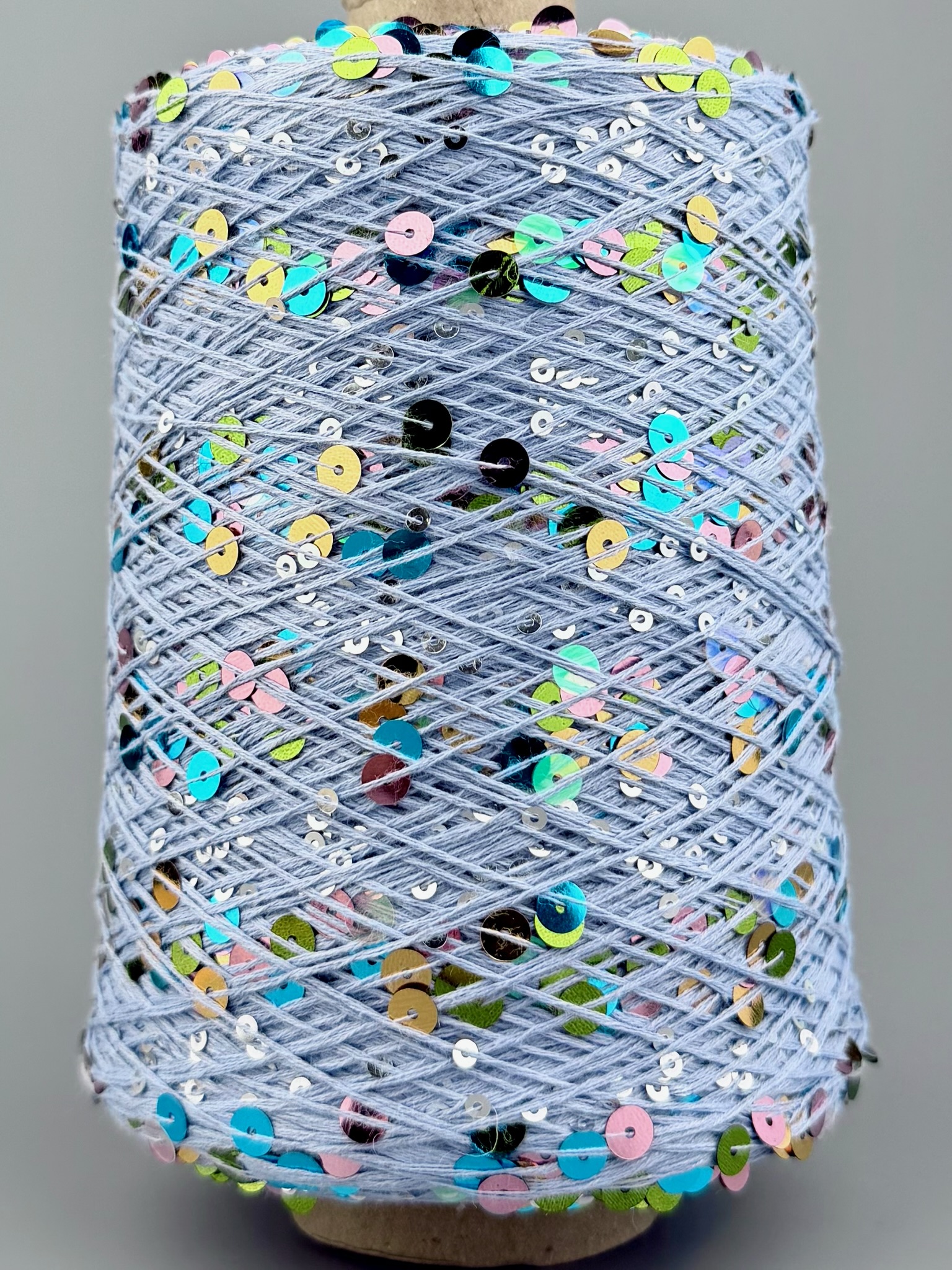Art. Brillante 260 m / 100 g – Baumwolle mit Maxi-Pailletten col. Puderblau foto 2